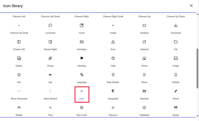 Pick the Icon from Library