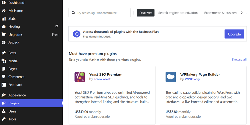 Add New Plugin in WordPress.com