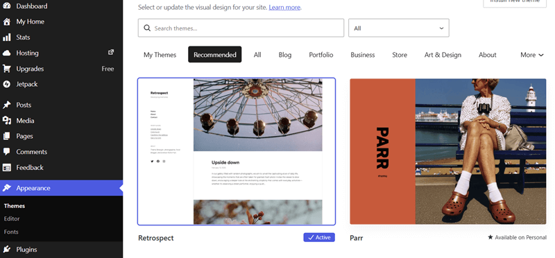 Add New Theme WordPress.com