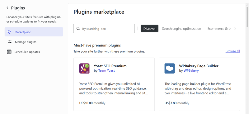 WordPress.com Plugin Marketplace