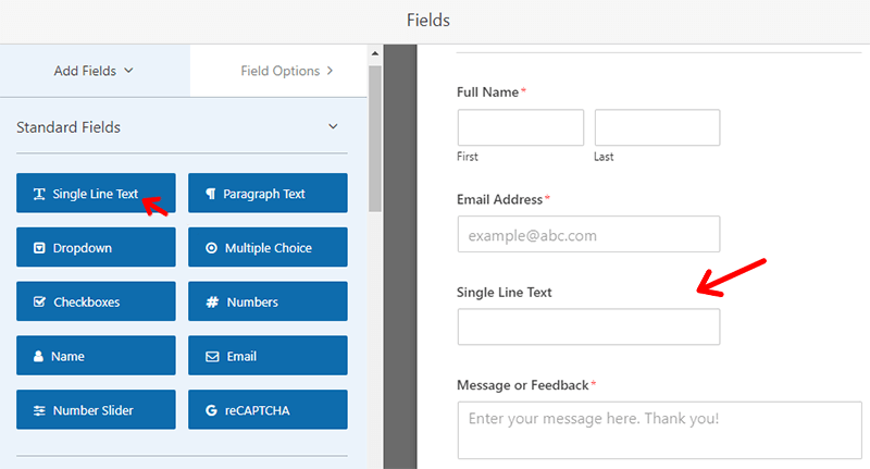 Adding Form Fields in WPForms