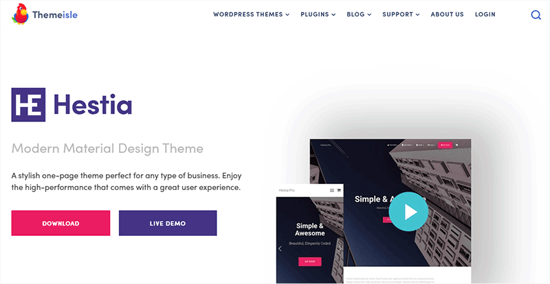 Hestia Most Popular WordPress Theme