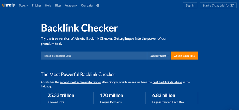 Ahrefs Backlink Checker Tool