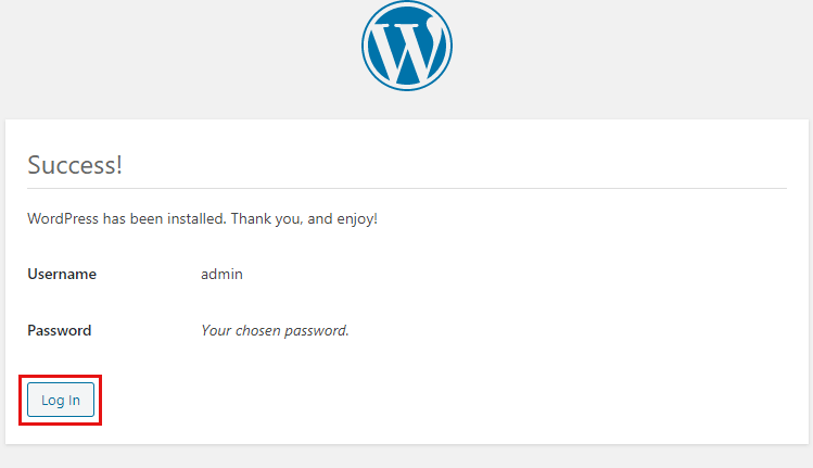 Installation complete success message.