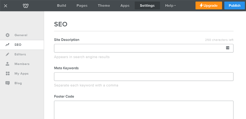 SEO Features and Settings in Weebly