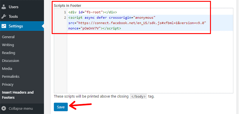 Copy Embed Code of Video Footer