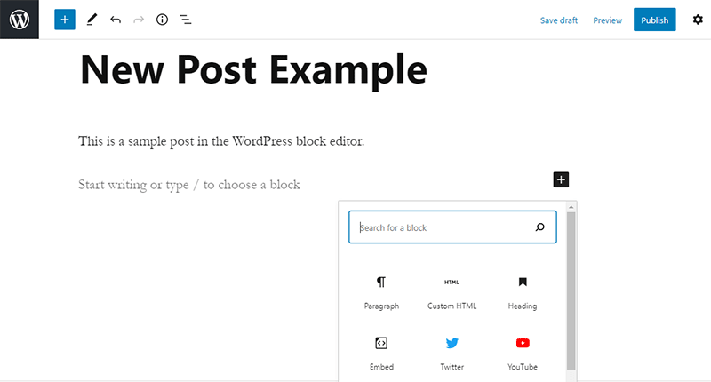 Creating New Post on WordPress with Gutenberg Editor