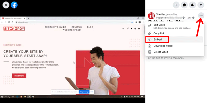 Embed Code Of Video from Facebook