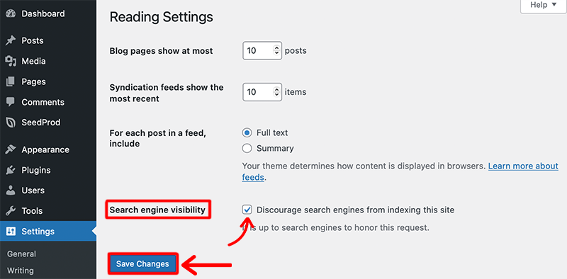 Enable Search Engine Visibility