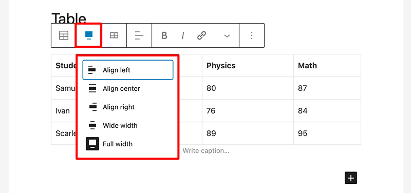 Change Alignment Button