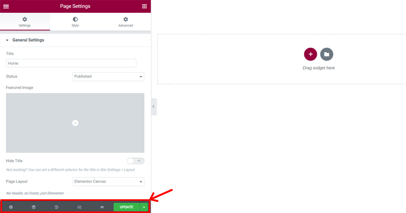 Bottom Settings in Elementor