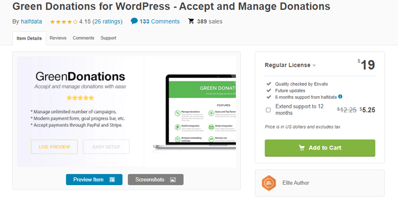 Green Donations for WordPress