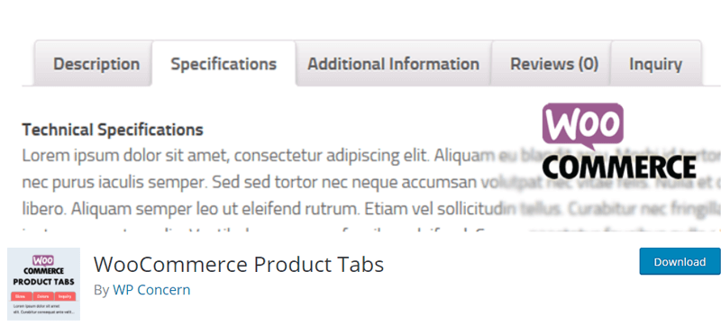 WooCommerce Product Tabs Addon