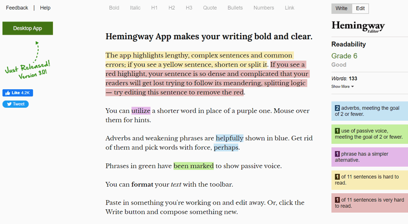 Hemingway Editor - Style Checker
