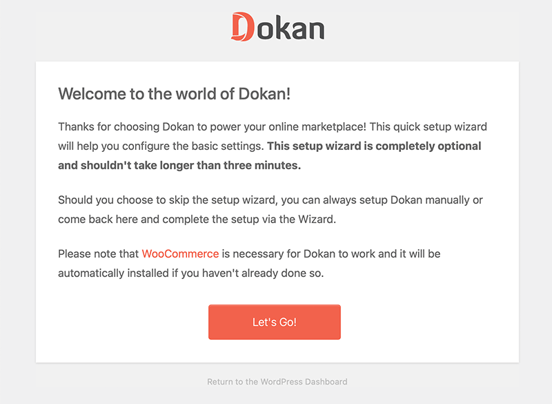 Dokan Welcome Window