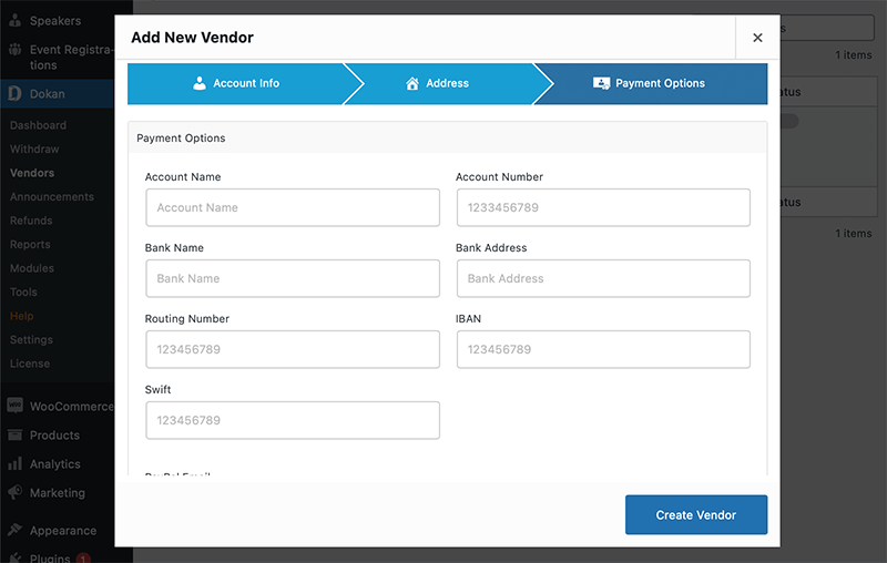 Vendor Payment Info