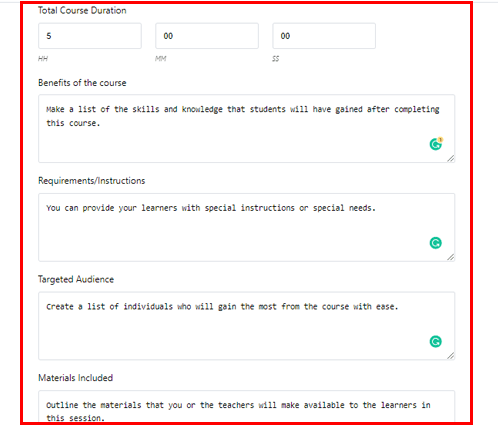 Fill in Additional Data