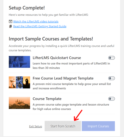 Start From Scratch - Setup Finish of LifterLMS