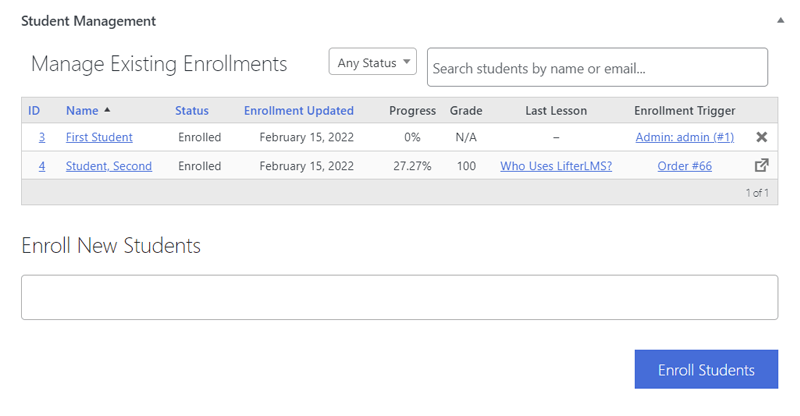 Manage LifterLMS Students