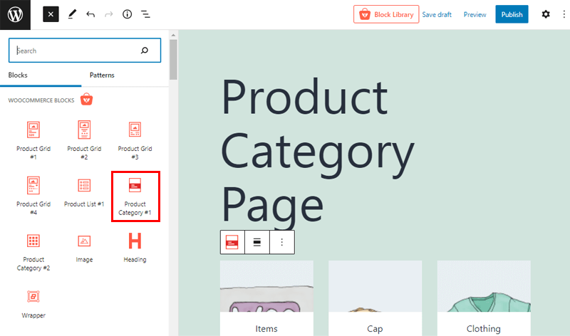 Embed the Product Category Block