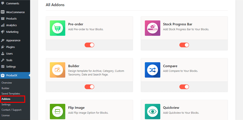 ProductX Addons