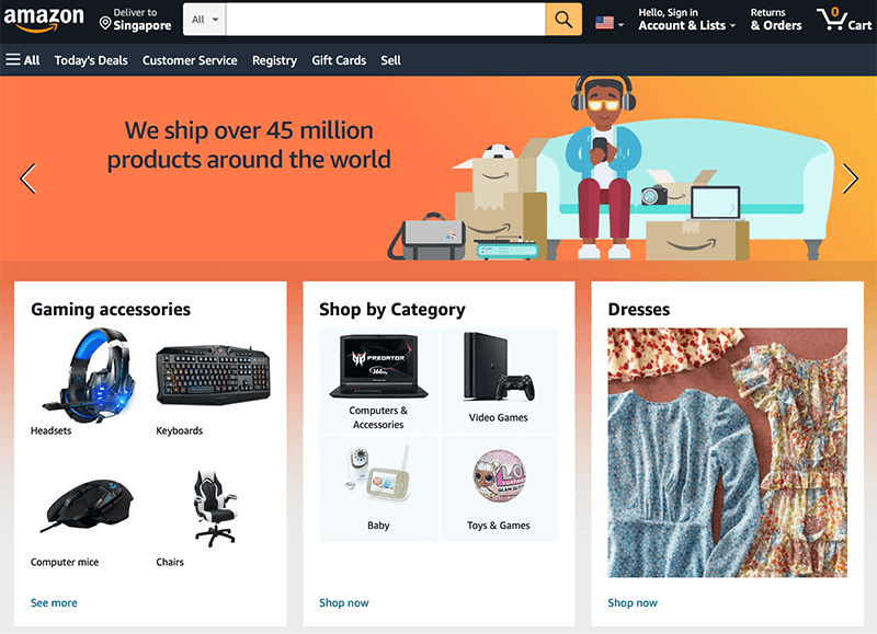 Popular Example of eCommerce Website - Amazon