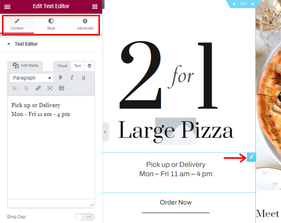 Select Text to Customize it