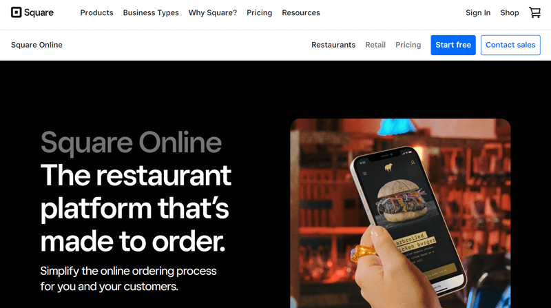 Square Online eCommerce Platforms for Restaraunts