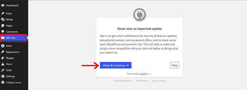 Click on Allow & Continue Option