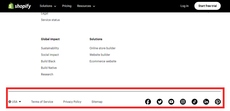 Shopify Example of Fat Footer - Best Practice for Website NAvigation