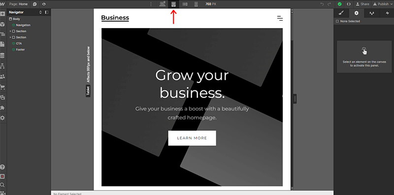 Click on Table Icon for Website Preview on Tablets