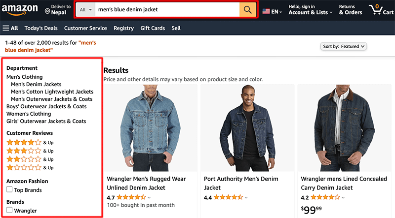 Example of Intelligent Search Functionality