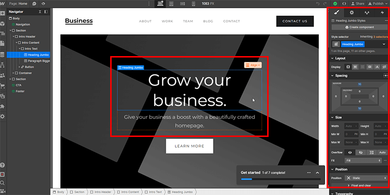 Select the Specific Component & Configure it From Right 
