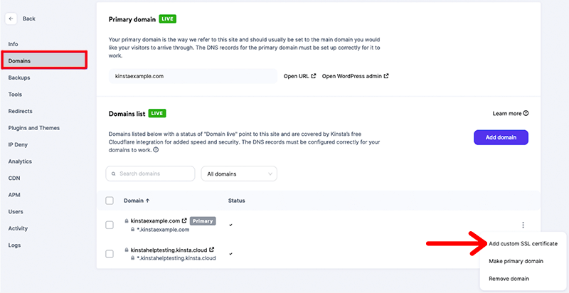 Add Custom SSL Certificate