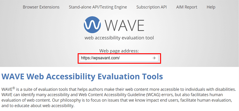 Wave Accessibility Evaluation Tool