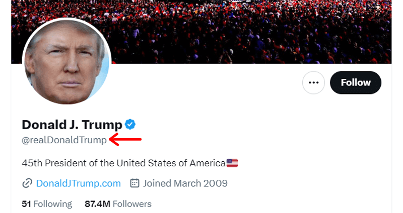 Real Donald Trump Twitter Account Example 