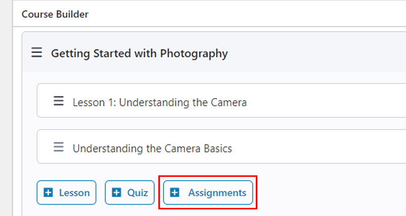 Click on Assignments Tab