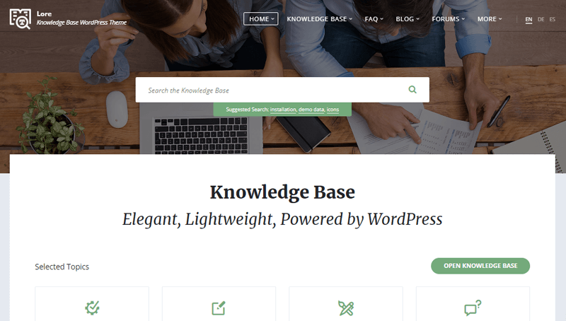 Lore WordPress Knowledge Base Theme