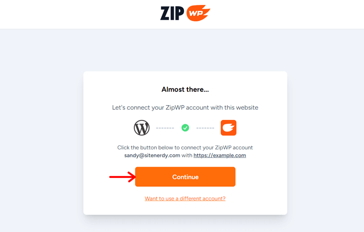 Continue ZipWP Connection
