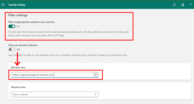 Add Site URL To Block