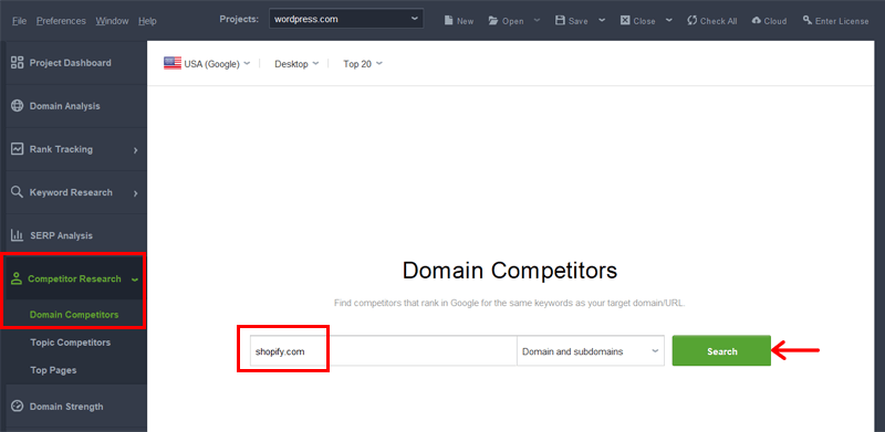 Search Domain Competitors