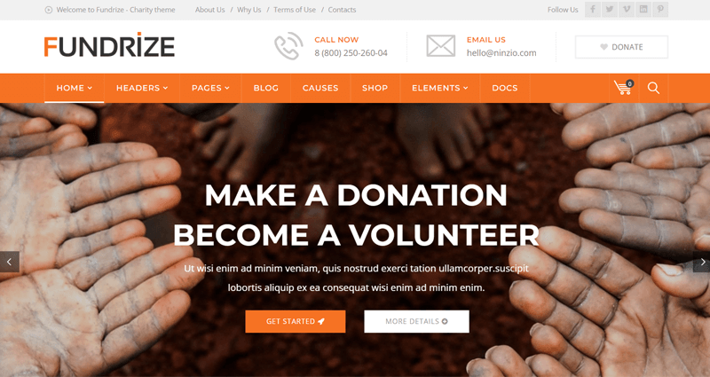 Fundrize - Best WordPress Charity Themes