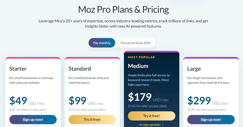 Moz Pro Pricing Schemes