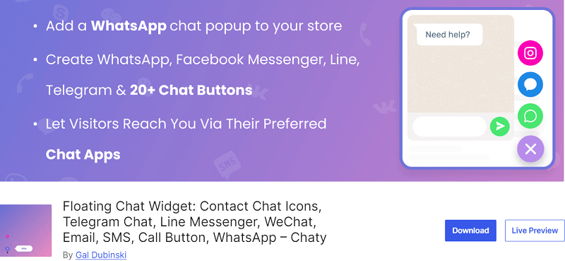 Chaty - Floating Chat Widget