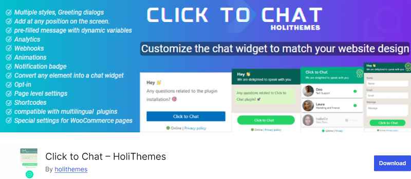 Click to Chat - Best WordPress Live Chat Plugins Free