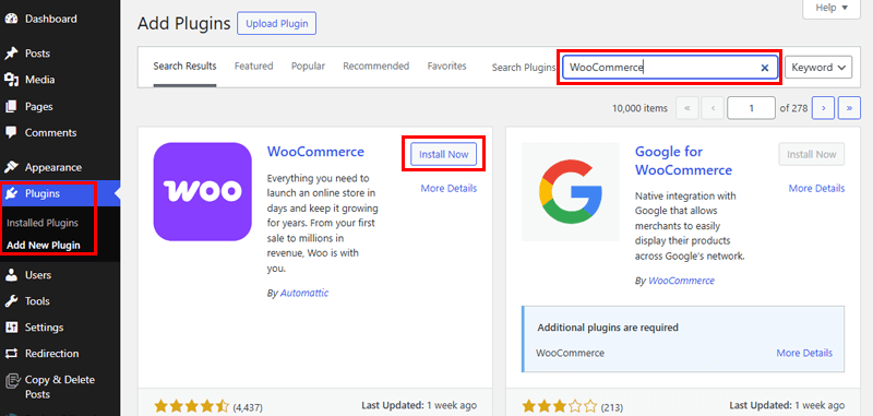 Install WooCommerce