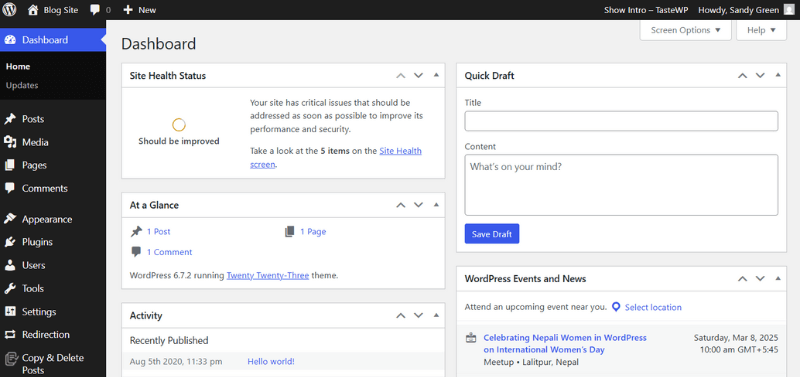 WordPress Dashboard