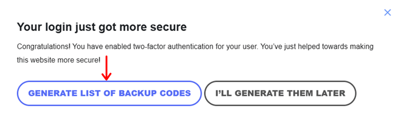 Generate a List of Backup Codes