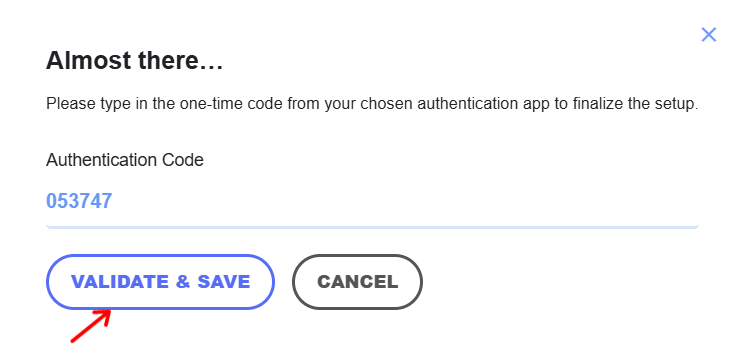 Validate and Save - WordPress Two-Factor Authentication