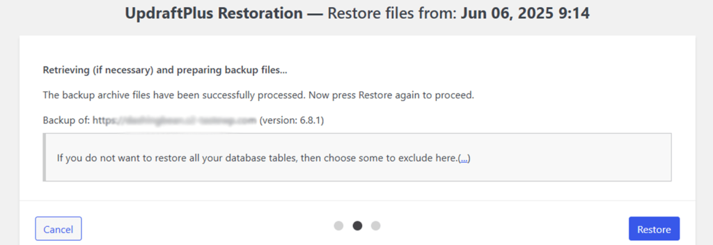 Click Restore Button